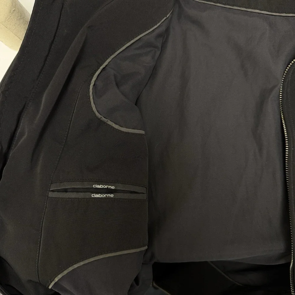 Claiborne Men's Size XL Foam Tech Outerwear Black Zip Up Coat Jacket